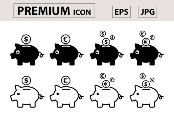 Piggy Bank Icons Set