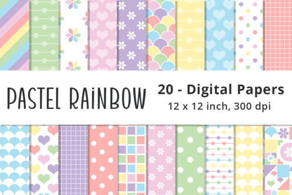Rainbow Color Pastel Digital Paper Pack