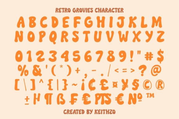 Retro Grovies Font PNG with transparent background - Preview 6