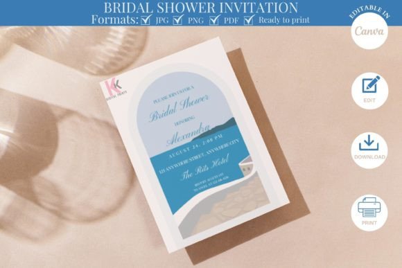 Santorini Bridal Shower Invitation