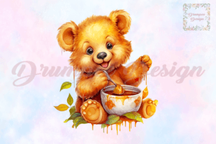 Baby Bear Eating Honey Clipart Graphic by Drumpee Design · Creative Fabrica