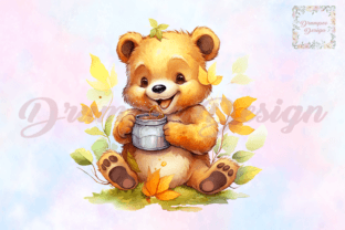 Baby Bear Eating Honey Clipart Graphic by Drumpee Design · Creative Fabrica
