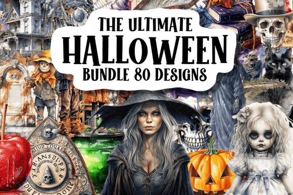Big Watercolor Halloween Clipart Bundle