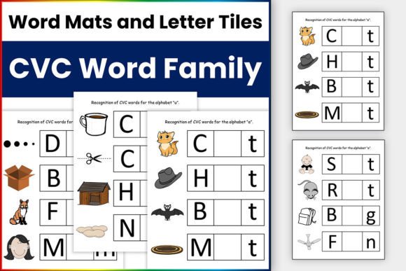 CVC Word Mats & Letter Tiles for Kinder
