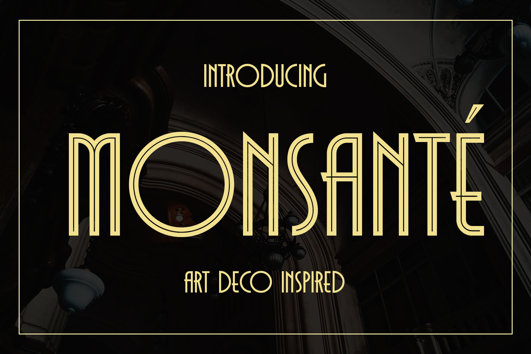 Monsante preview — geometric art deco display font with Inline style