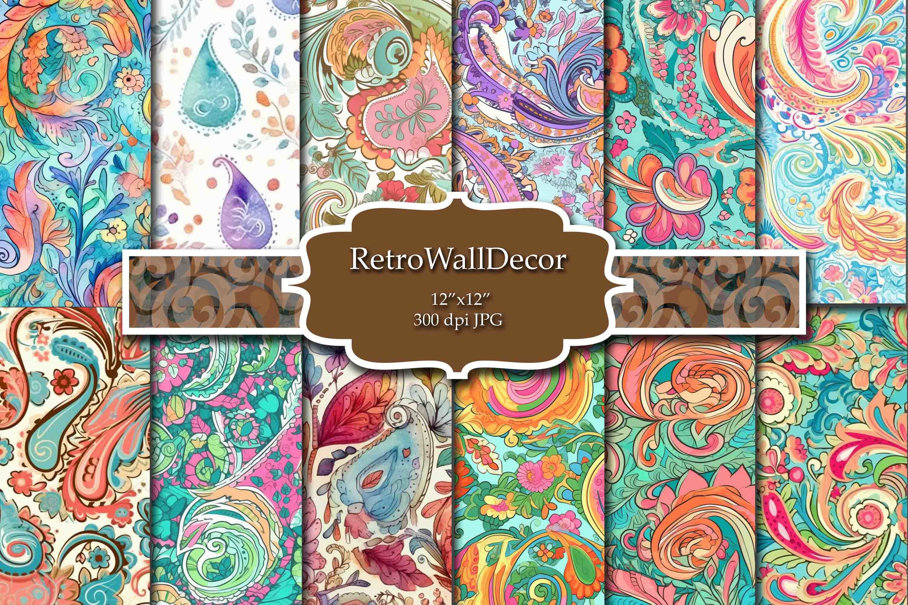 Paisley Digital Paper Graphic by retrowalldecor · Creative Fabrica