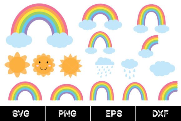 Rainbow with Clouds, Rain Cloud, Sun