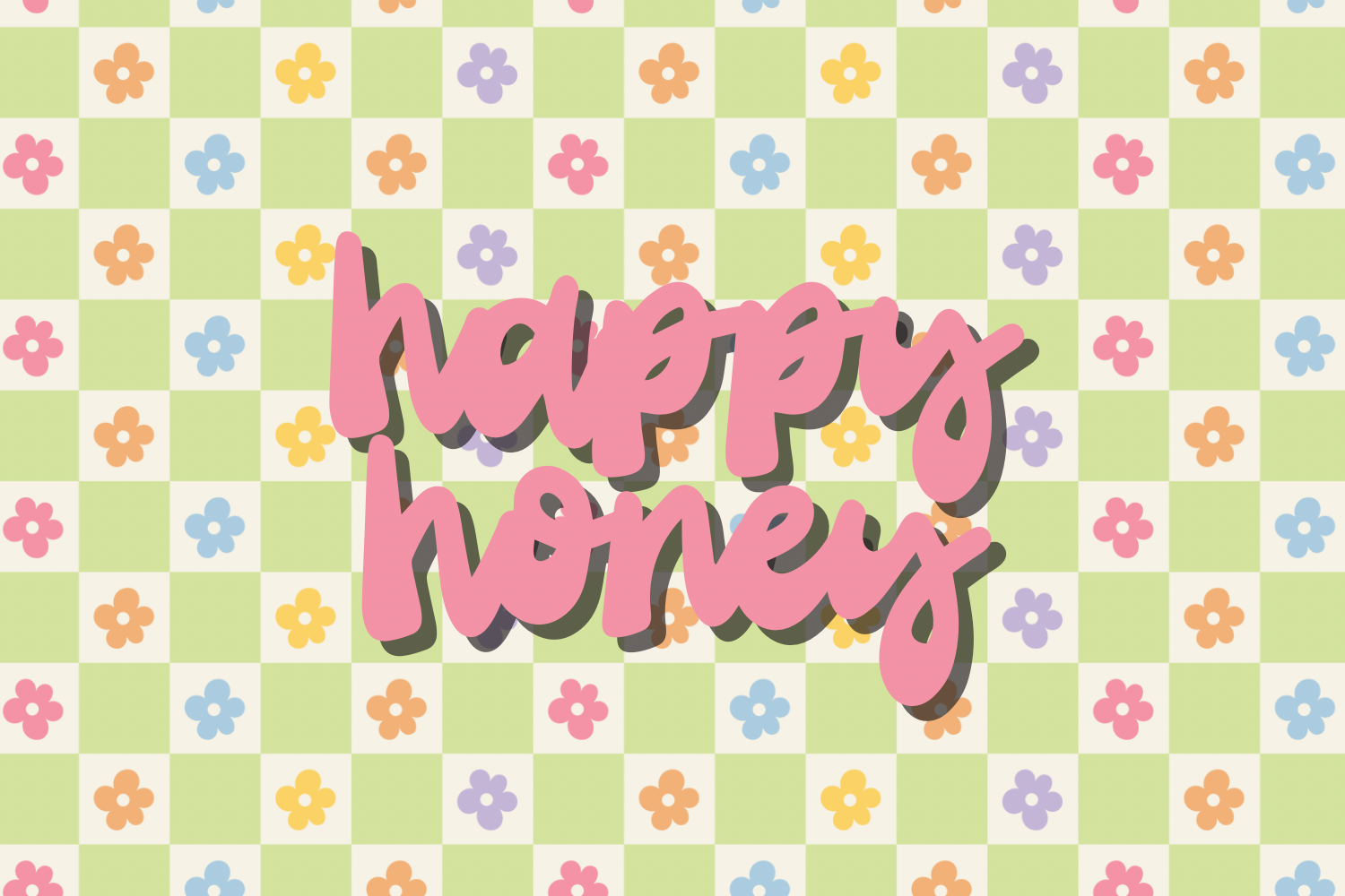 Retro Checkered Floral Seamless Pattern Graphic by Happy Honey SVG ...