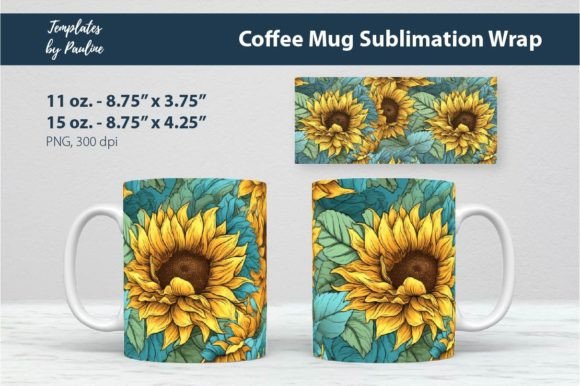 Sublimation Sunflower Coffee Mug Wrap Graphics