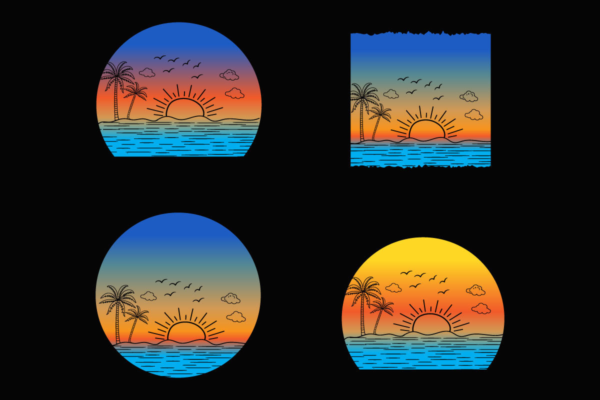 Colorful Retro Sunset Summer Beach Shirt Graphic by nurearth · Creative ...