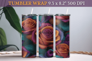 3D Glitter Roses Tumbler Wrap Graphic by Print Magic · Creative Fabrica
