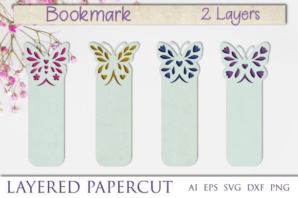 Butterfly Bookmark Layered Papercut Formas Manualidades SVG 3D Por AnastasiyaArtDesign