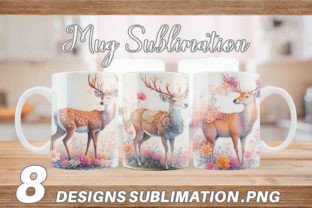 Watercolor Engraved Deer Mug Wrap Graphic by Artnoy · Creative Fabrica