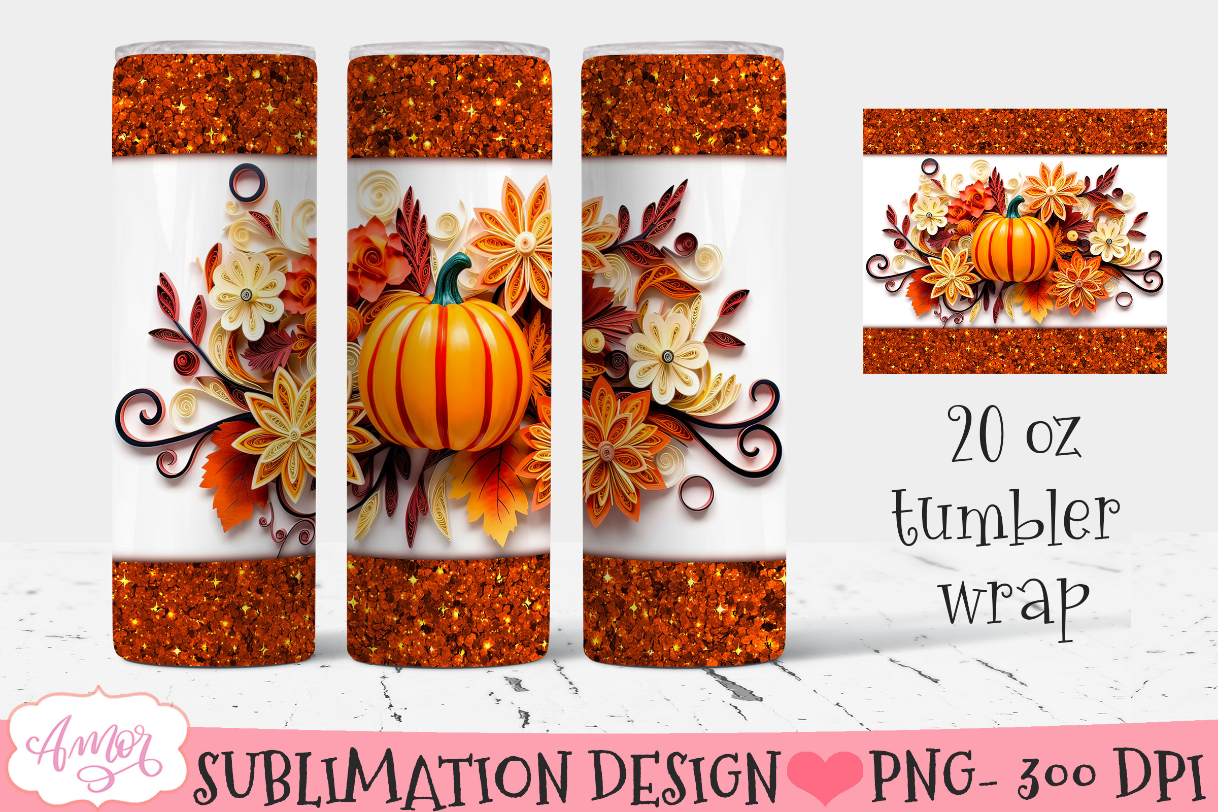 3D Fall 20oz Tumbler Wrap PNG Graphic by Amorclipart · Creative Fabrica