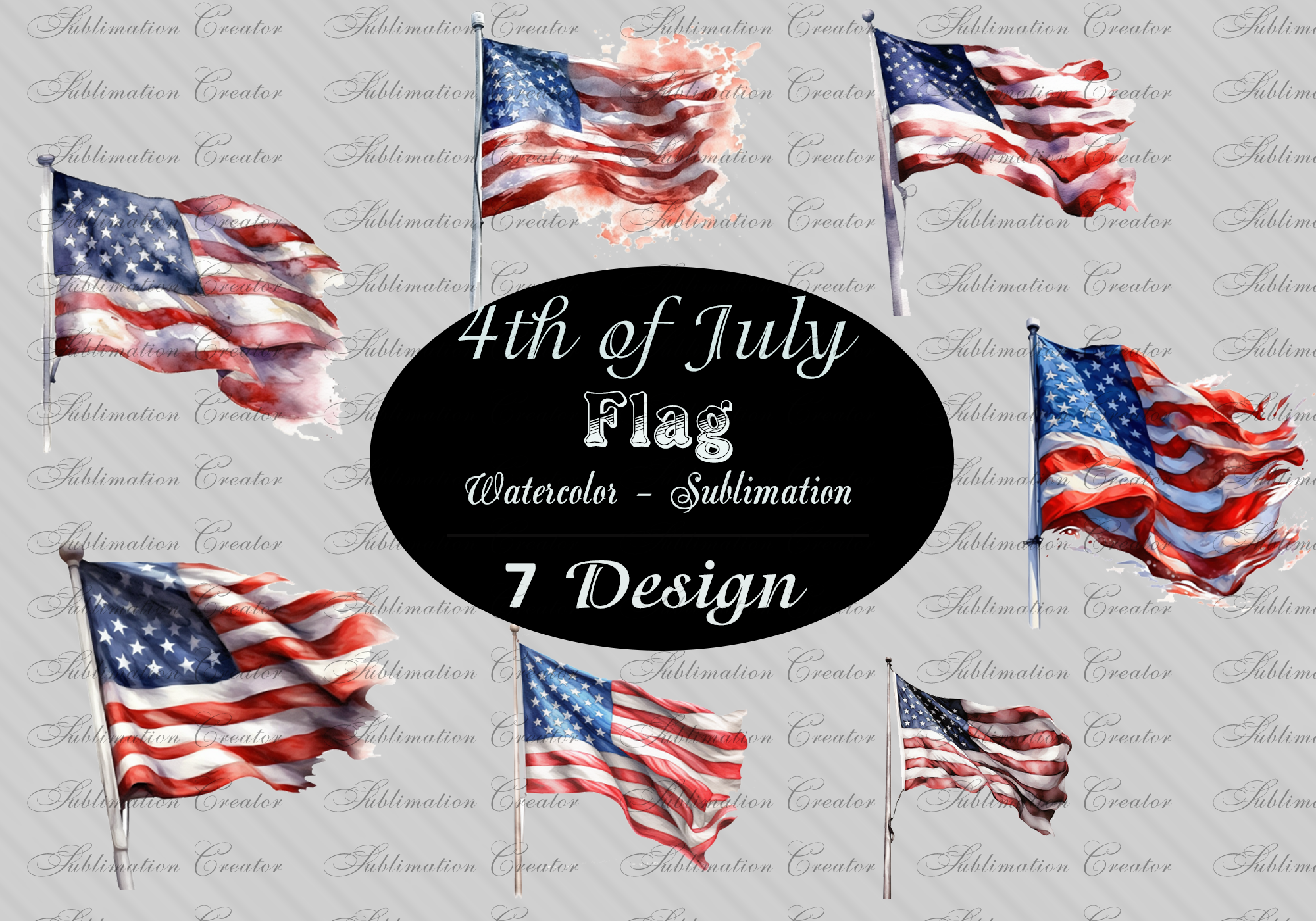 4th of July Flag USA , Watercolor PNG Graphic by Nelly Design ...