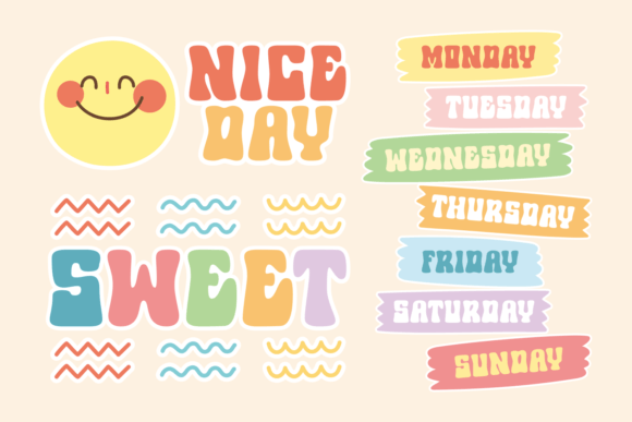 Smooth Retro Font PNG with transparent background - Preview 1