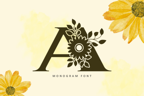Sunflower Monogram Decorative Font By illushvara