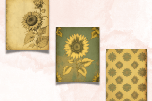 Vintage Sunflower Digital Paper Pack Graphic by giraffecreativestudio ...