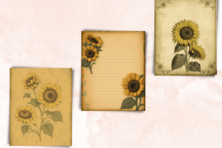 Vintage Sunflower Digital Paper Pack Graphic by giraffecreativestudio ...