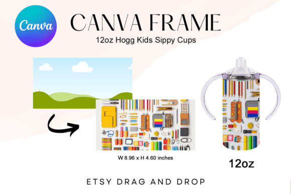 12Oz Hogg Kids Sippy Cups Canva Frame