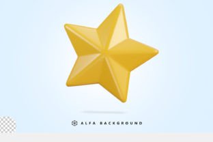 3d vector Star icon on transparent bg