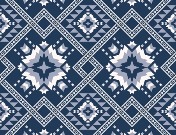 Blue-White Geometric Square Pattern Graphic Patterns By Parinya Maneenate