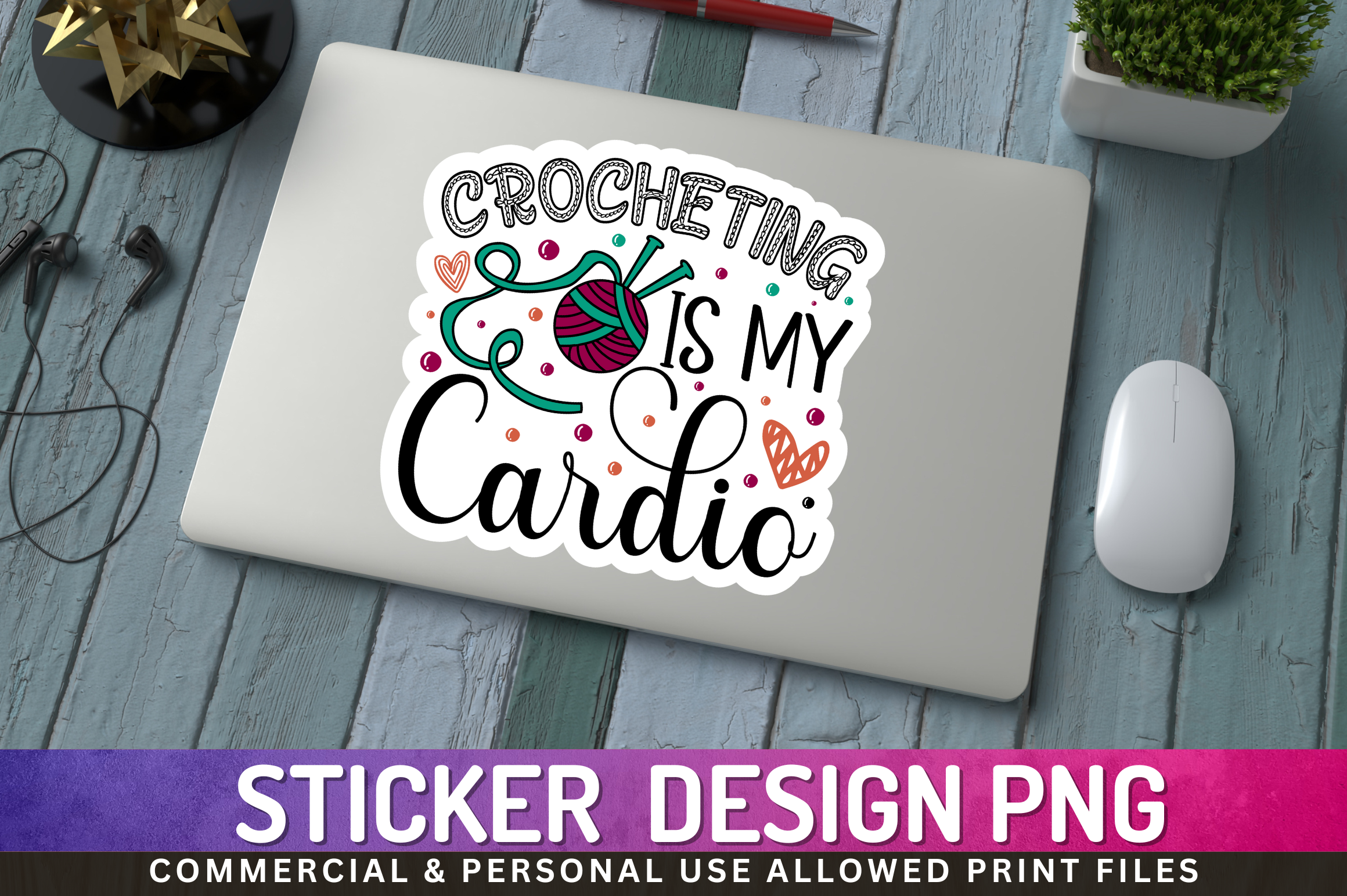 Crocheting is My Cardio Sticker Graphic by Regulrcrative · Creative Fabrica