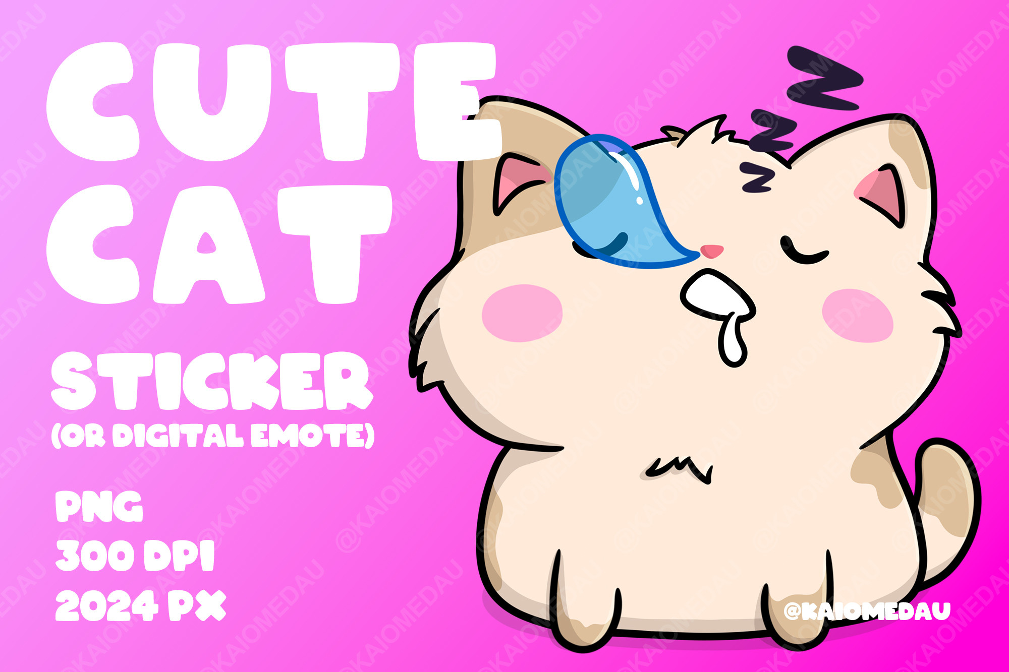 Cute Cat Sticker / Emote - Sleepy Graphic by Kaio Medau · Creative Fabrica