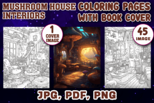Mushroom House Interiors Coloring Page Graphic by Printable Crafts ...