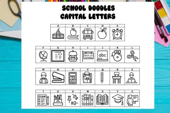 School Doodles Font PNG with transparent background - Preview 1