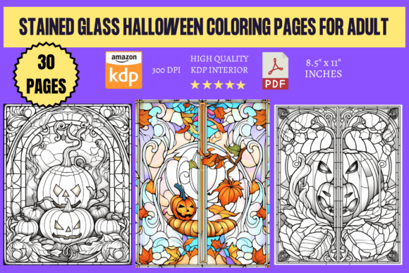 Stained Glass Halloween Coloring Pages