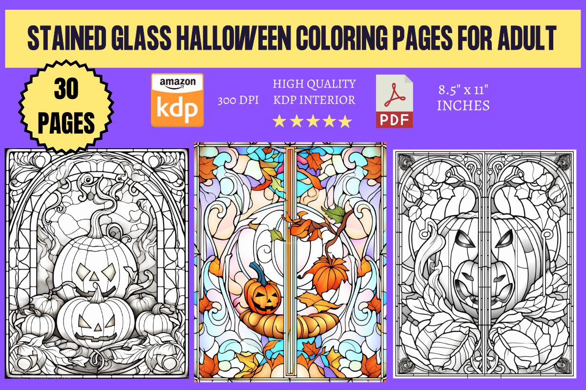 Stained Glass Halloween Coloring Pages