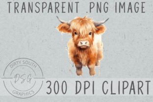 Watercolor Baby Highland Cow Calf Graphic by Dirty South Graphics ...