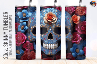 3D Sugar Skull Florals Tumbler Wrap Graphic by Digital Delights ...