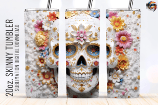 3D Sugar Skull Florals Tumbler Wrap Graphic by Digital Delights ...
