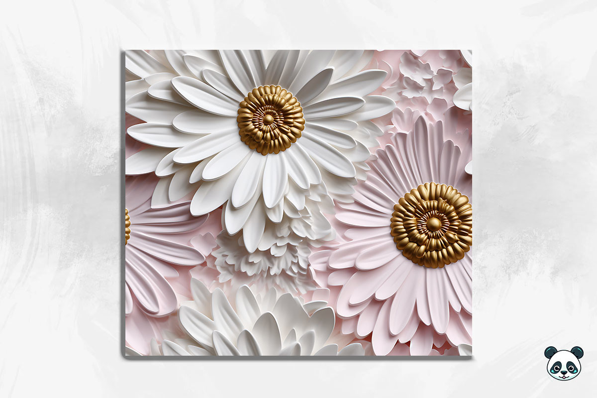 Daisy Flower 3D Seamless Pattern Graphic by Pandastic · Creative Fabrica