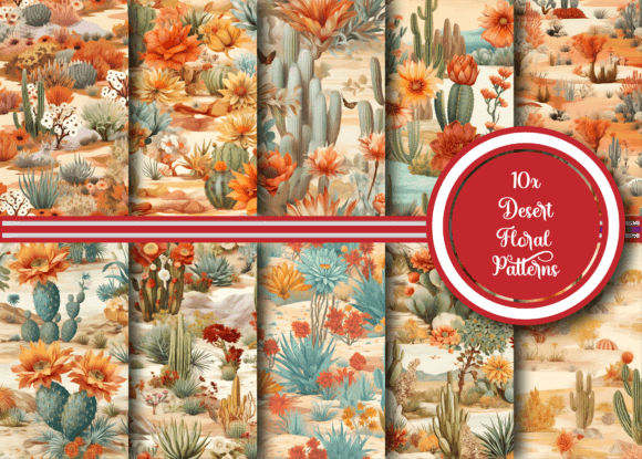 Desert Oasis Floral Patterns Collection Graphic Patterns By Asad Jamil