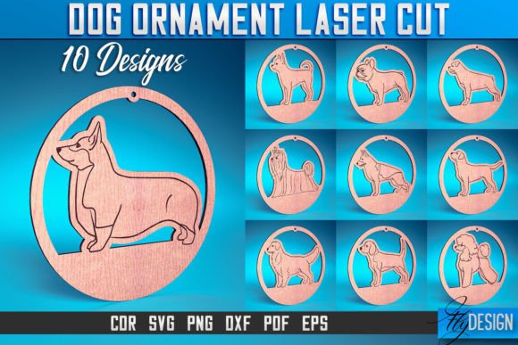 dog ornament laser cut svg dog laser breed portrait disc for glowforge birch christmas ornament