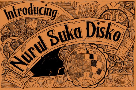 Nurul Suka Disko Font PNG with transparent background - Preview 1