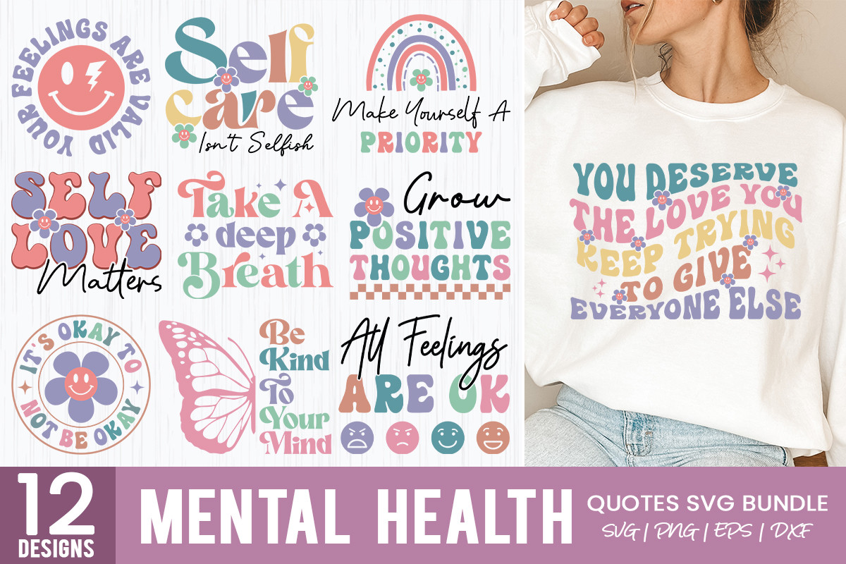 Retro Mental Health SVG Bundle Graphic by DesignHub103 · Creative Fabrica