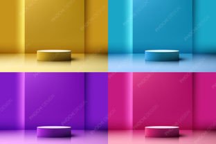Set of 3D Bright Color Podium Background Graphic by phochi · Creative ...
