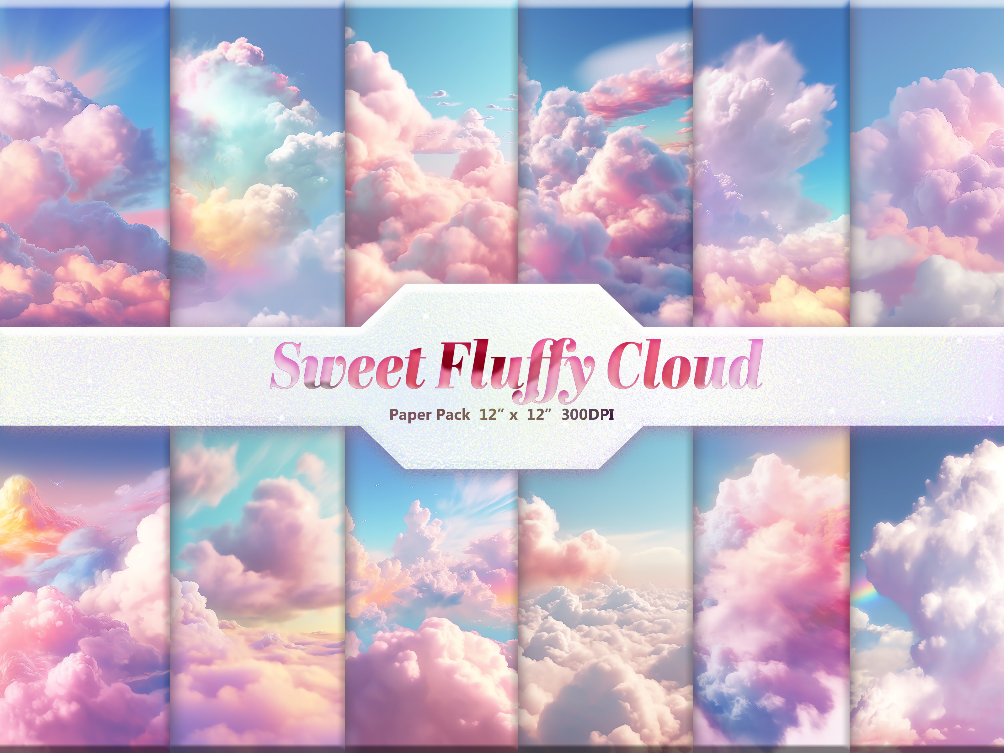 Sweet Fluffy Cloud Digital Paper Pack Graphic by DifferPP · Creative ...