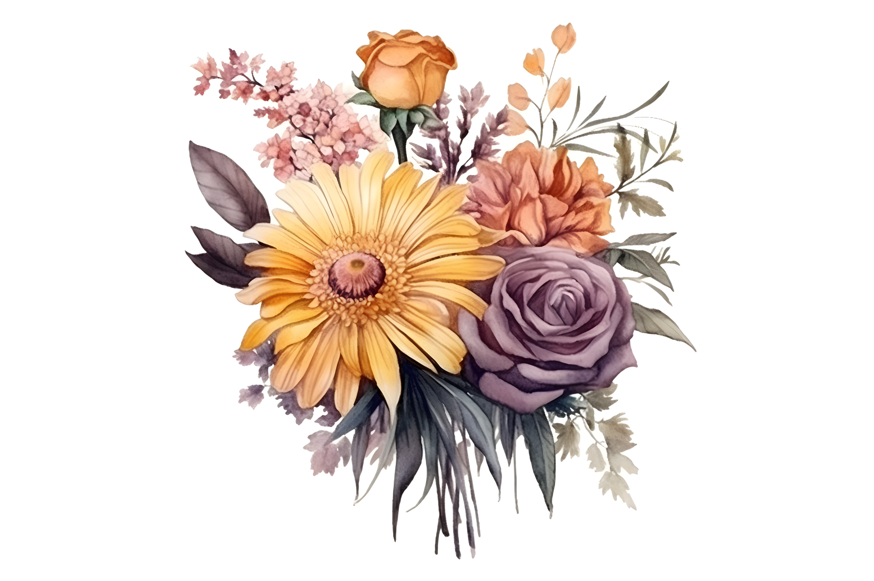 Watercolor Flowers Bouquet Clipart Graphic by WatercolorByKr · Creative ...