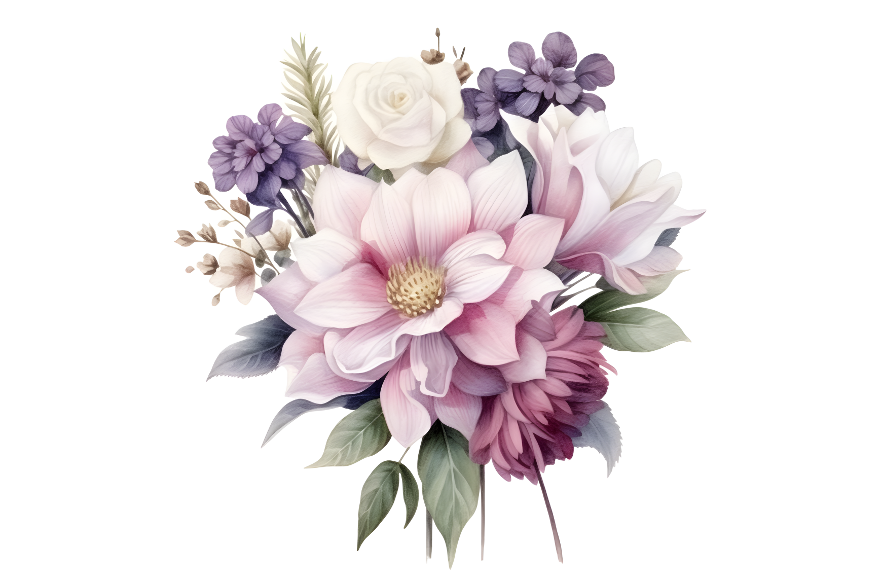 Watercolor Flowers Bouquet Clipart Graphic by WatercolorByKr · Creative ...