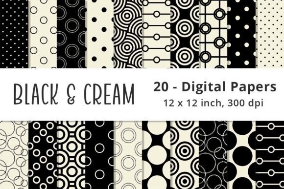 Black Polka Dot Digital Paper Background