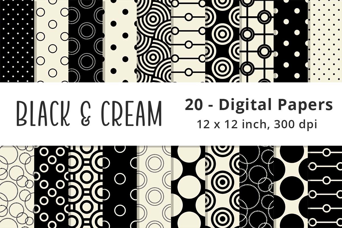 Black Polka Dot Digital Paper Background