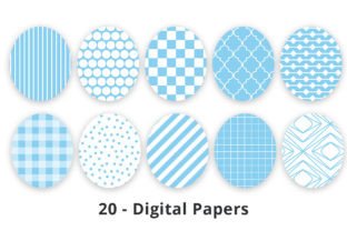 Light Blue and White Scrapbook Papers Graphic by Lemon Paper Lab ...