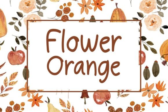 Orange Flower Font PNG with transparent background - Preview 4