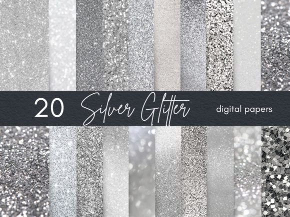 Silver Glitter Digital Paper Background