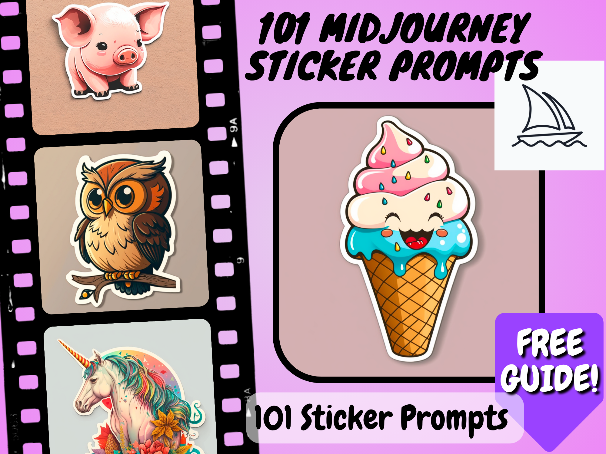 101 Ready Made Cartoon Sticker Prompts Graphic by SJB Digital Designs ...